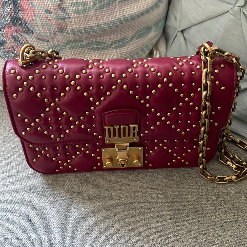 Dior red leather studded Dioraddict